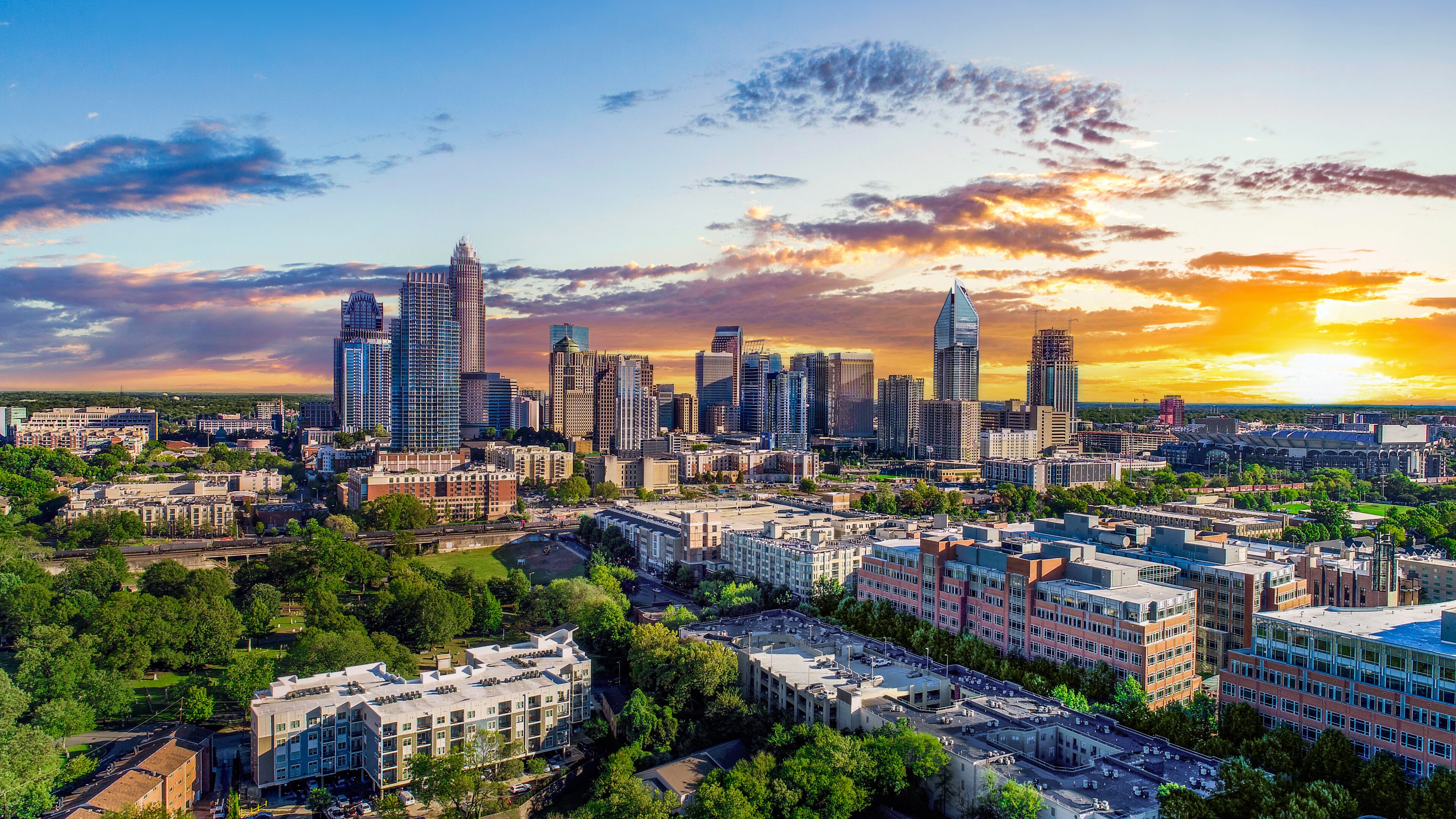 Charlotte North Carolina Downtown Drone Skyline Aerial