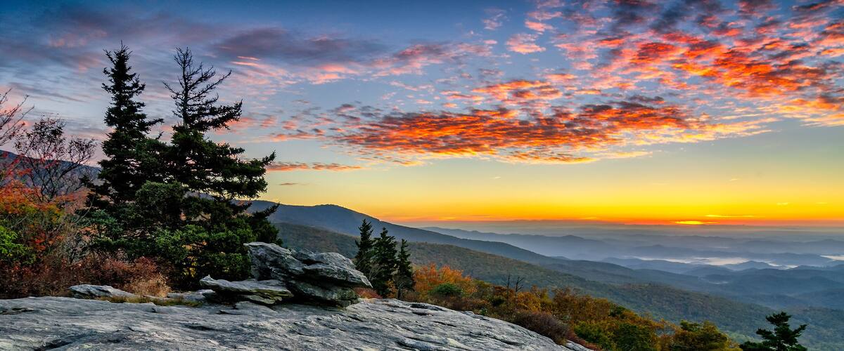 North Carolina, scenic autumn sunrise, Blue Ridge Parkway