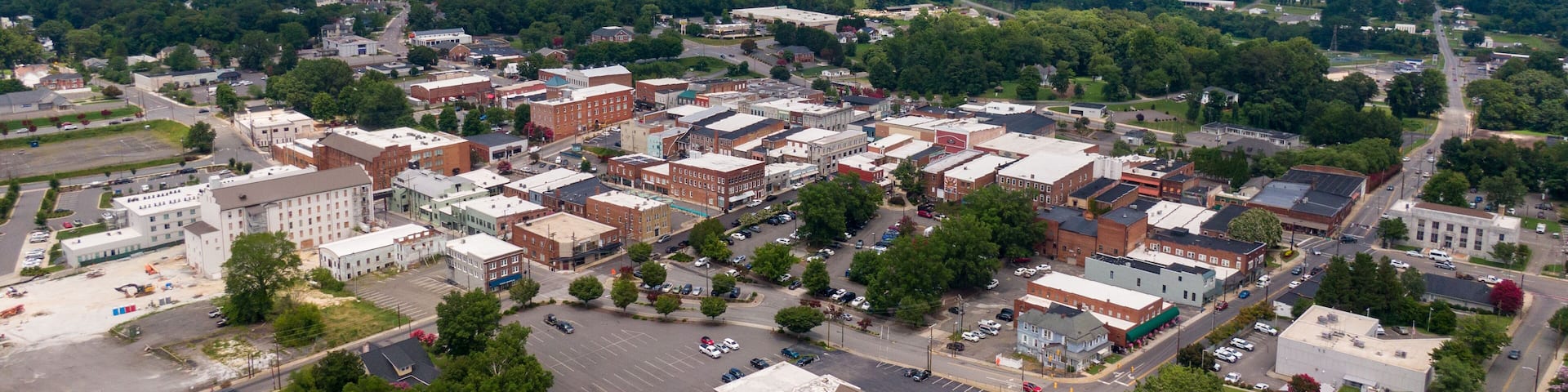Day Time Drone Images of Downtown Mount Airy North Carolina. This Town Served As The Inspiration For Mayberry On The Andy Griffith Show: Travel, Tourism, Outdoors