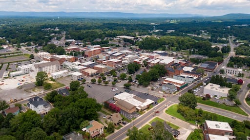 Day Time Drone Images of Downtown Mount Airy North Carolina. This Town Served As The Inspiration For Mayberry On The Andy Griffith Show: Travel, Tourism, Outdoors