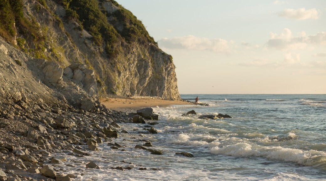 Resorts in Bulgaria. Paleogeological object "White rocks" - Byala. Traces of a giant cataclysm that led to the death of dinosaurs. The layered mountains of the Cretaceous period. World Heritage Site.