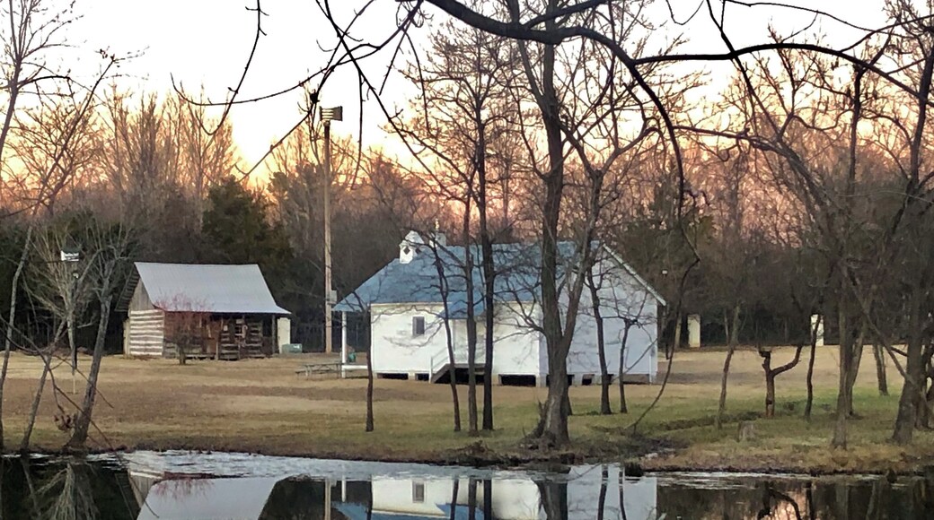 Beautiful reflection of the old schoolhouse at the park in Mountain Home, Arkansas #cooperpark #mountainhome #history