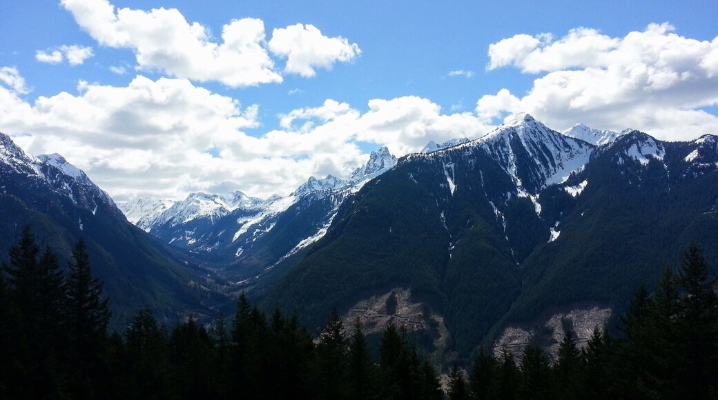 A magnificent view looking southward from our hike on Ford Mountain, as we took a break to enjoy the majestic Cascades.