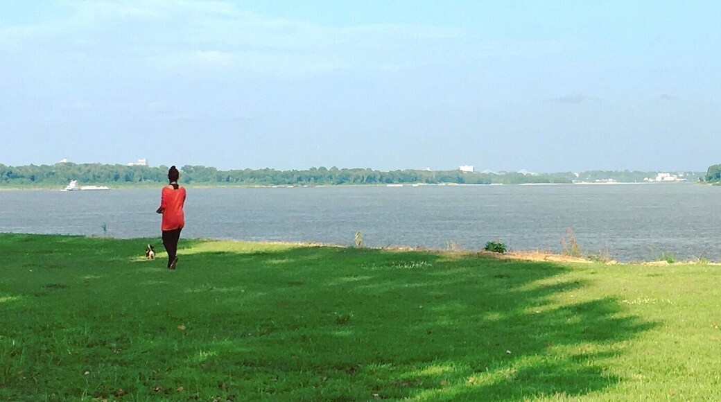 An RV park located right along the Mississippi River.