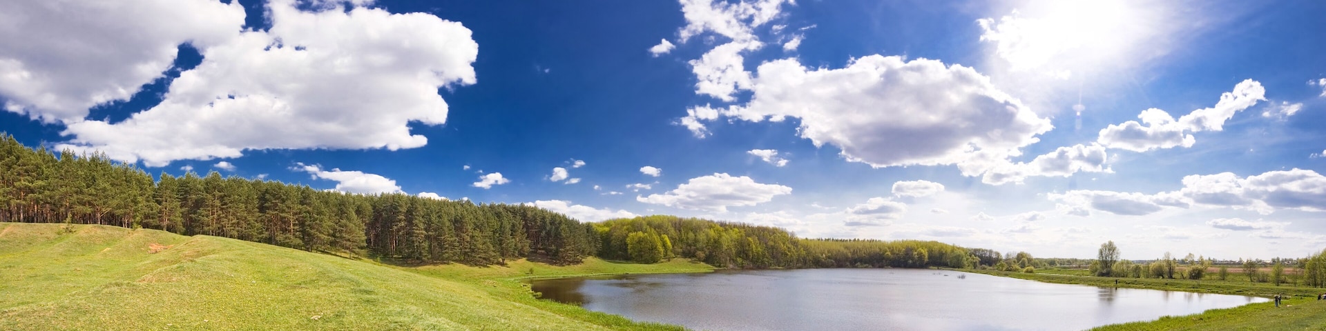 Summer landscape with lake, panoarama of great resolution for large-format printing