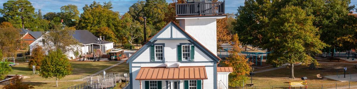 Aerial View of the Roanoke River Lighthouse in Edenton North Carolina