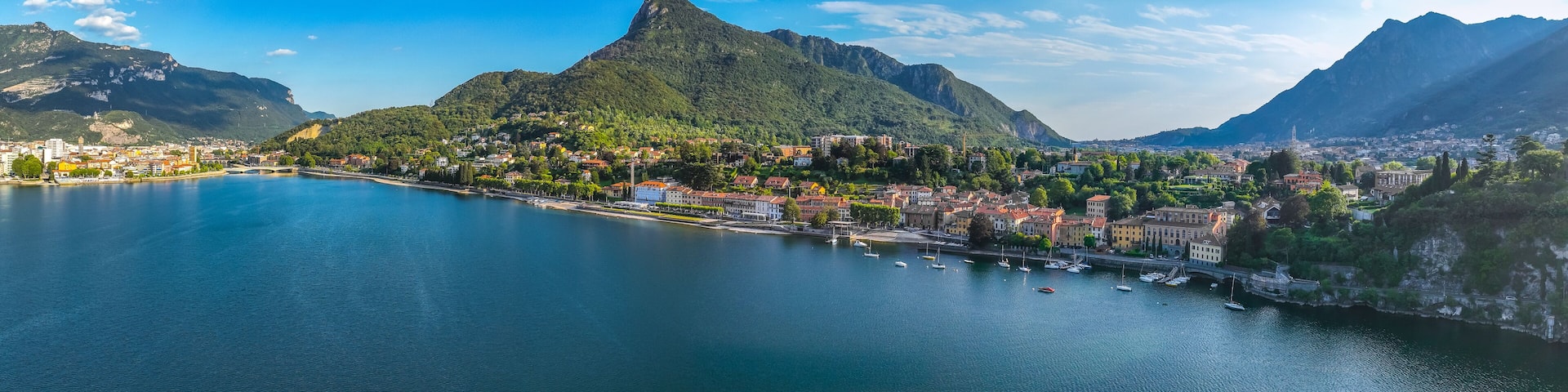 Aerial view of Malgrate Lecco in Lake Como, Italy