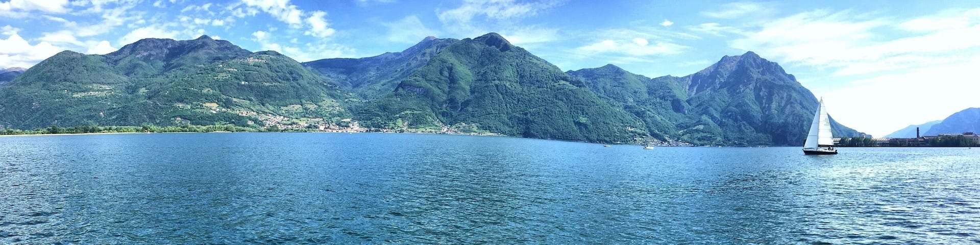 Lovere view of The lake. In spring