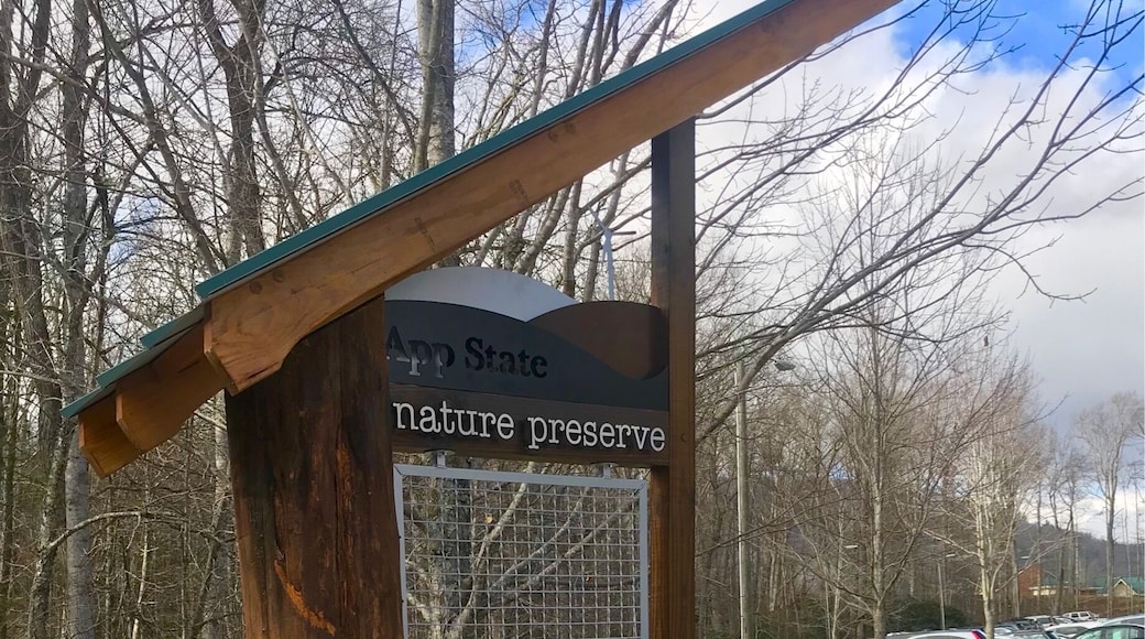 This photo seeks to question the extent to which Appalachian can be characterized as an untouched, natural landscape. The central focus of the image is a sign placed this year that reads “App State Nature Preserve.” The background of the photo puts the location of the sign in context by featuring the expansive parking lot it is placed next to. The “nature preserve” is in reality a very small expense of land, only a short concrete staircase away from a parking area for first and second year students. Like much of the Appalachian region, this natural landscape has been reduced to a token "nature preserve” next door to an asphalt jungle. #appalachianechoes