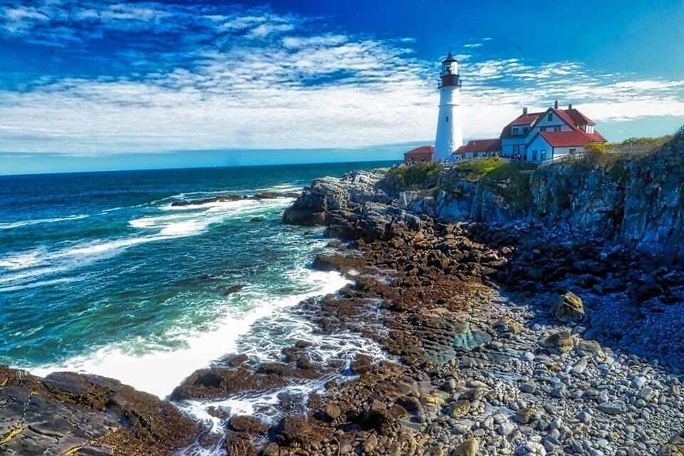 The lighthouse at Cape Elizabeth is one of the most photographed light houses in Maine. I use the wide-angle lens here in the shot.