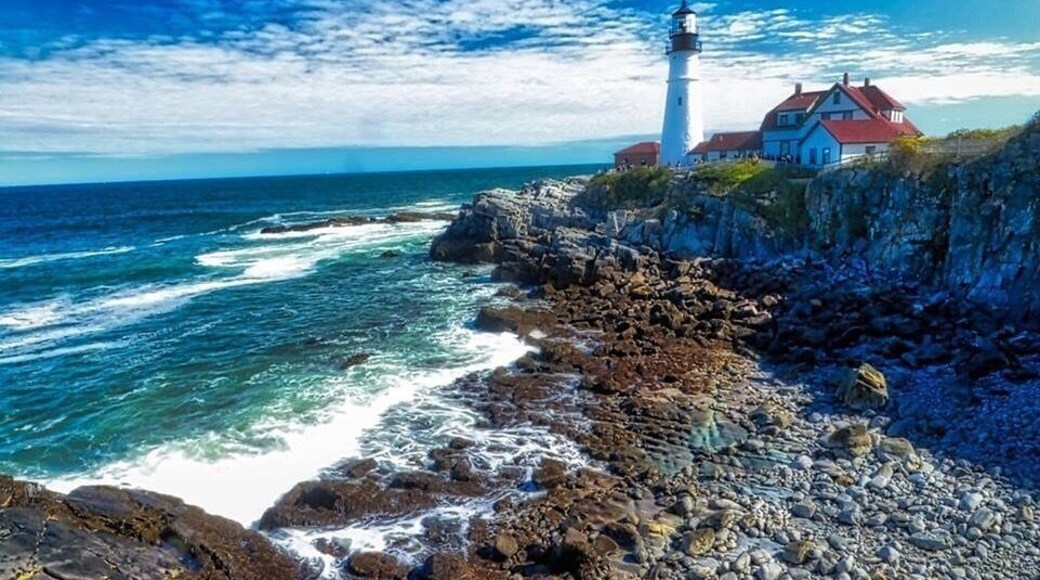 The lighthouse at Cape Elizabeth is one of the most photographed light houses in Maine. I use the wide-angle lens here in the shot.