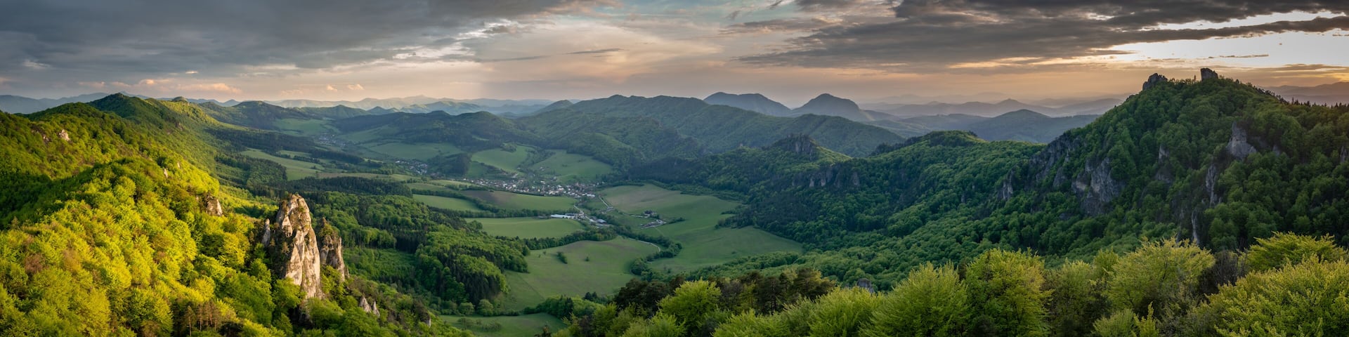 Wonderful autumn colors in Slovakia nature. Pure landscape photography of Sulov rocks during the golden hour. Sulovske skaly