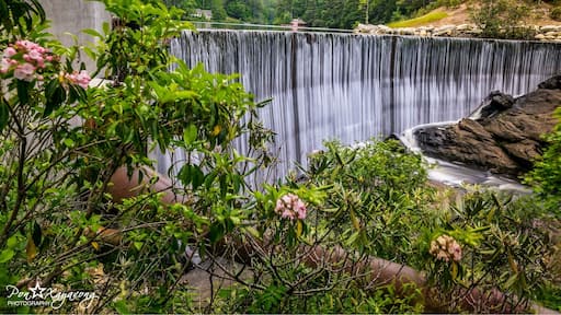 Dam turn into a nice waterfall. Side road waterfall u can see from the parking lot.
#green