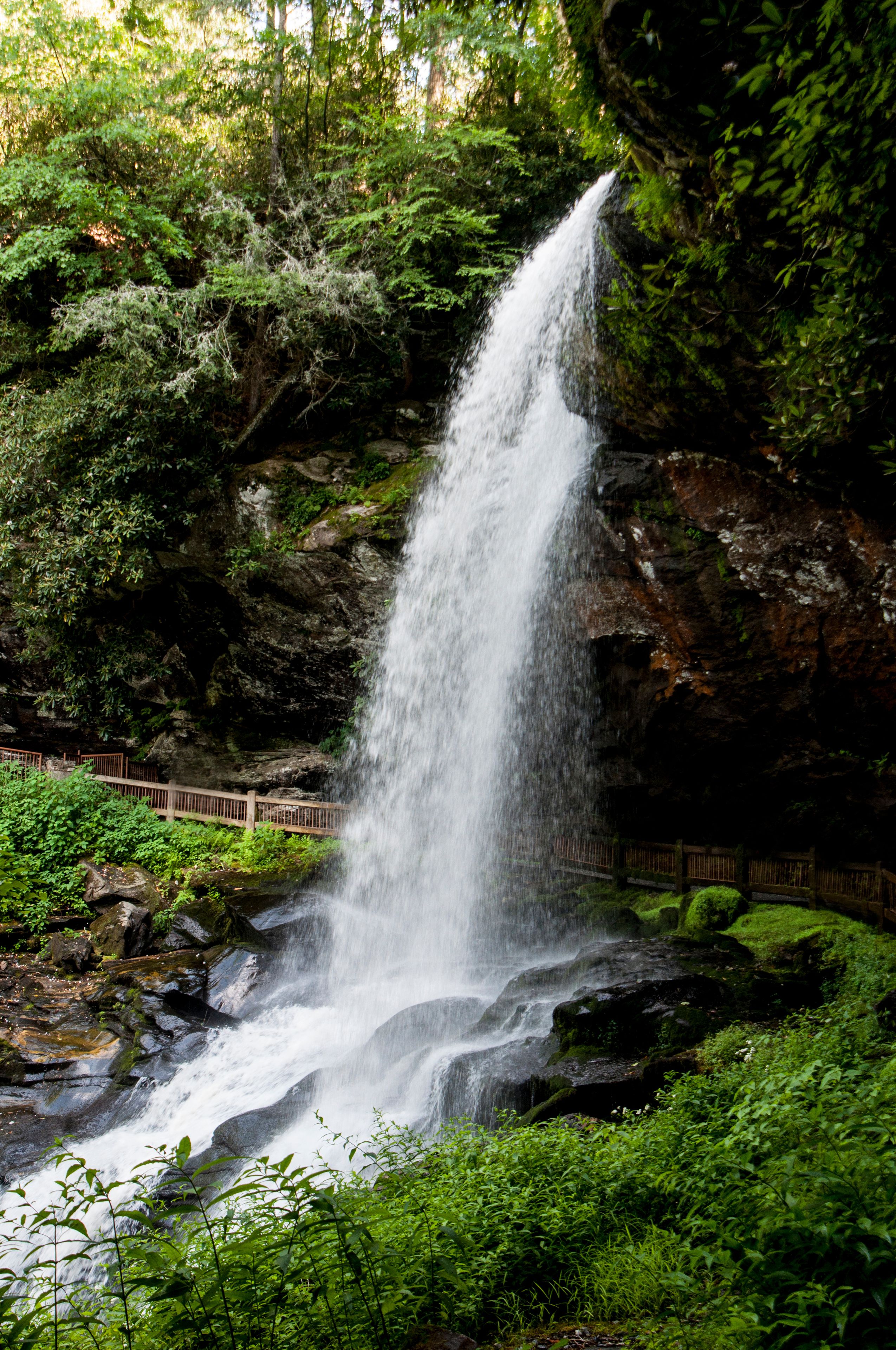 Dry Falls in North Carolina is large enough to walk behind.