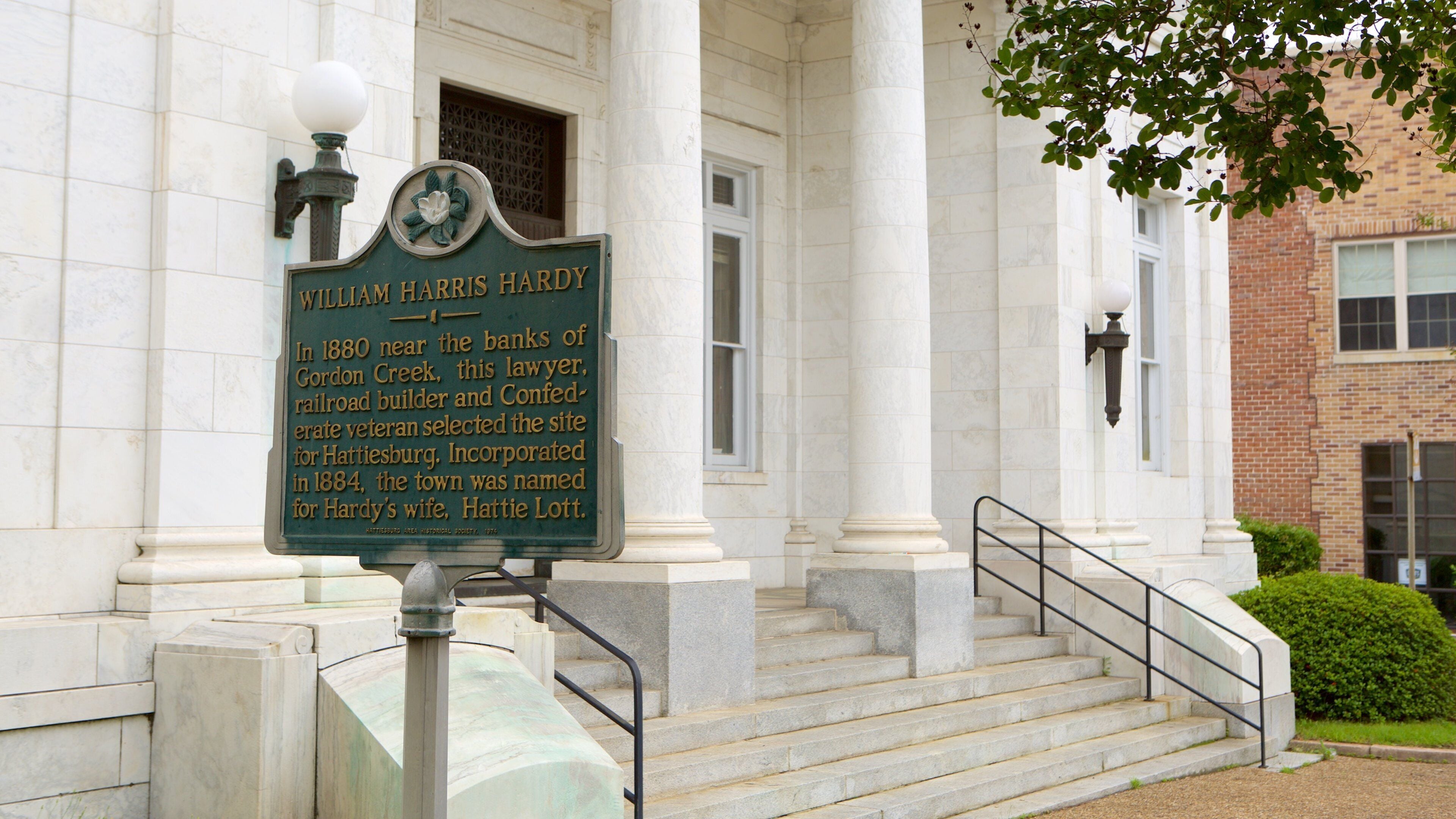 Mississippi Gulf Coast showing an administrative buidling, heritage elements and signage