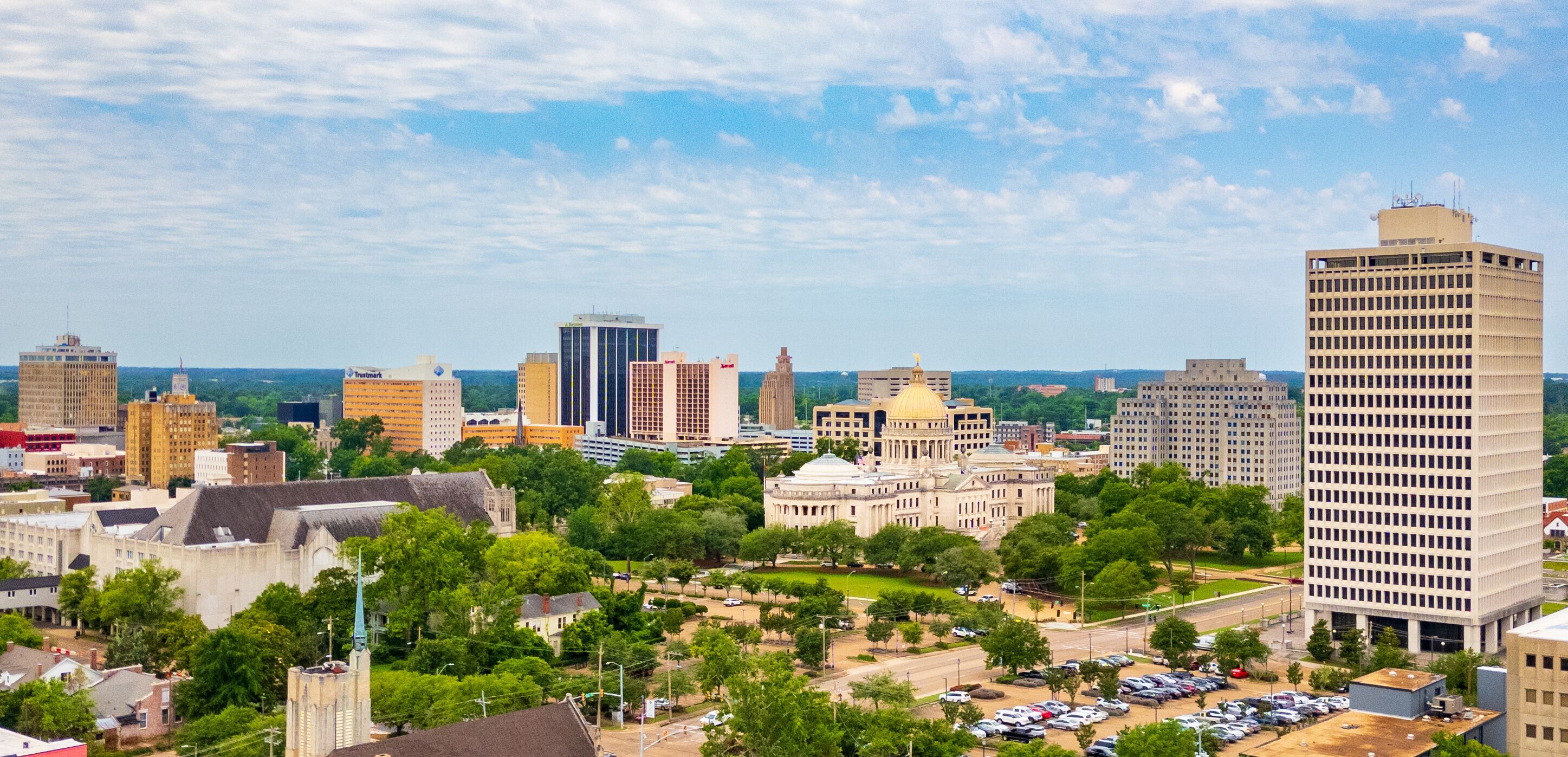 Jackson, MS skyline including the State Capitol Building