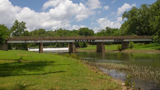 Sallisaw Park in Oklahoma with stream, bridge and dam