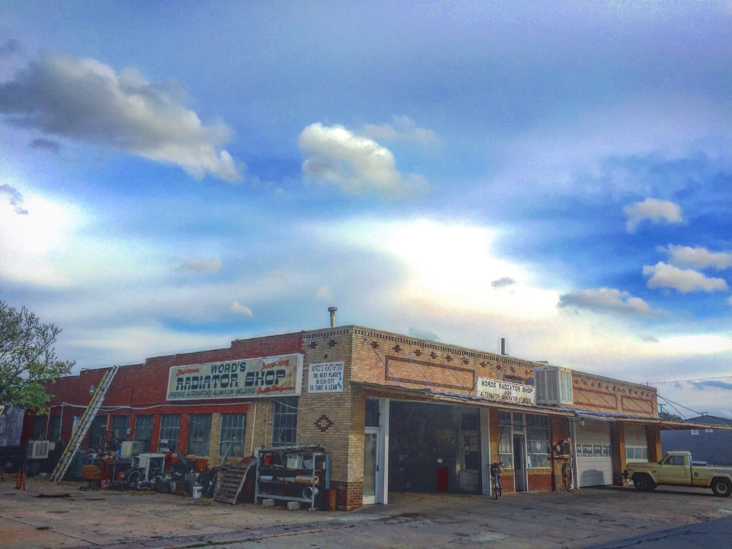 The best place in Elk City to take a leak. Word's Radiator Shop. 