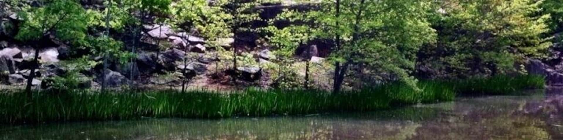 An old granite quarry that has filled with water. An beautiful spring hike around the lake got me this picture
