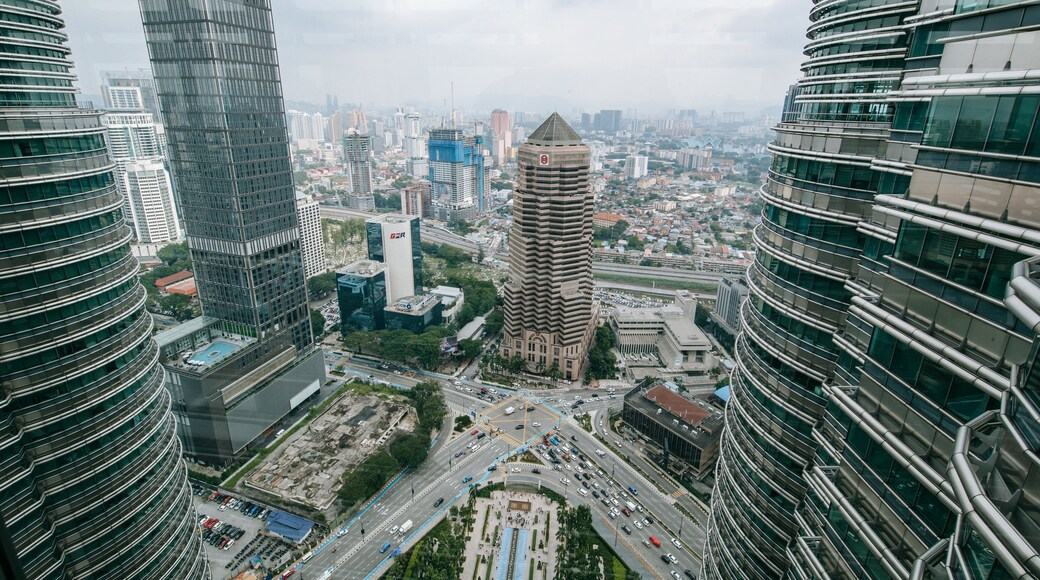 Petronas Twin Towers which includes a high rise building, landscape views and a city