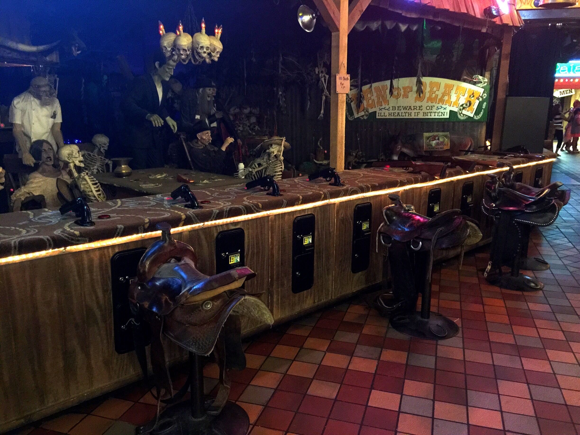 The Big Texan Steak Ranch is full of quirky animatronics and special effect gags similar to Wall Drug near the Badlands in South Dakota. Fire away at skeletons playing cards, zombies, rattle snakes, and...Frankenstein? at this fun shooting gallery.
