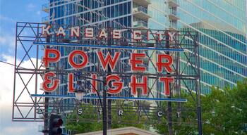 Downtown Kansas City featuring signage and a city