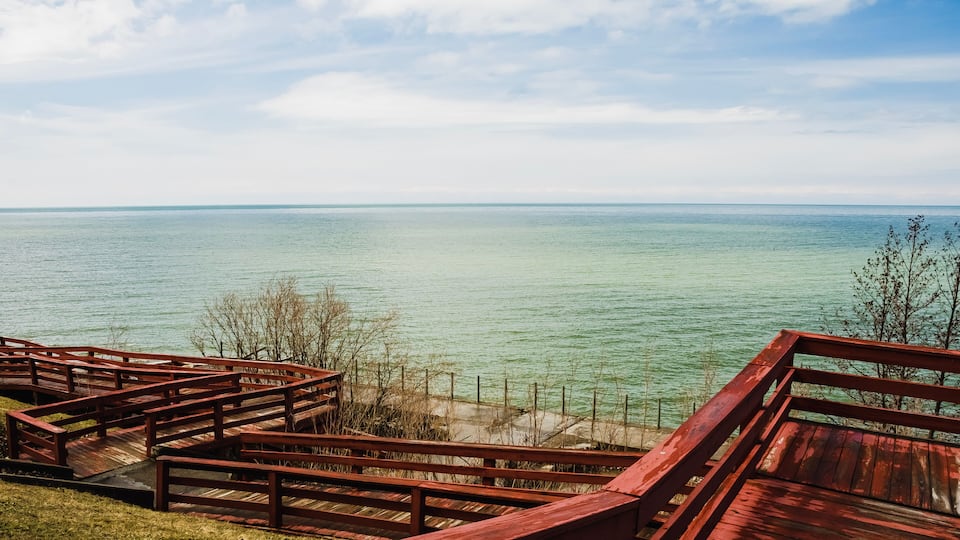 wooden bridge over the lake