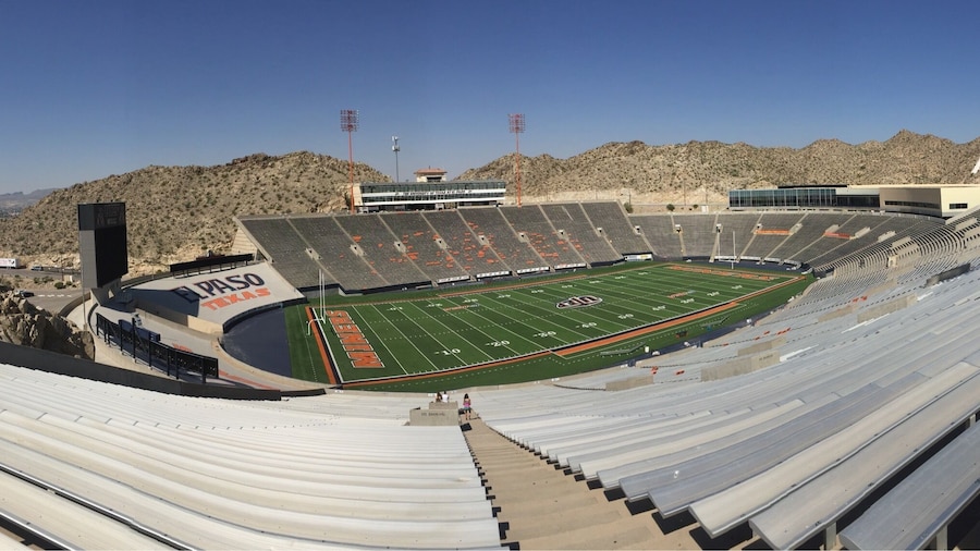 The Sun Bowl at UTEP is built right into the rocks of a mini canyon adjacent to the campus for terrific sound effects and blistering heat!
