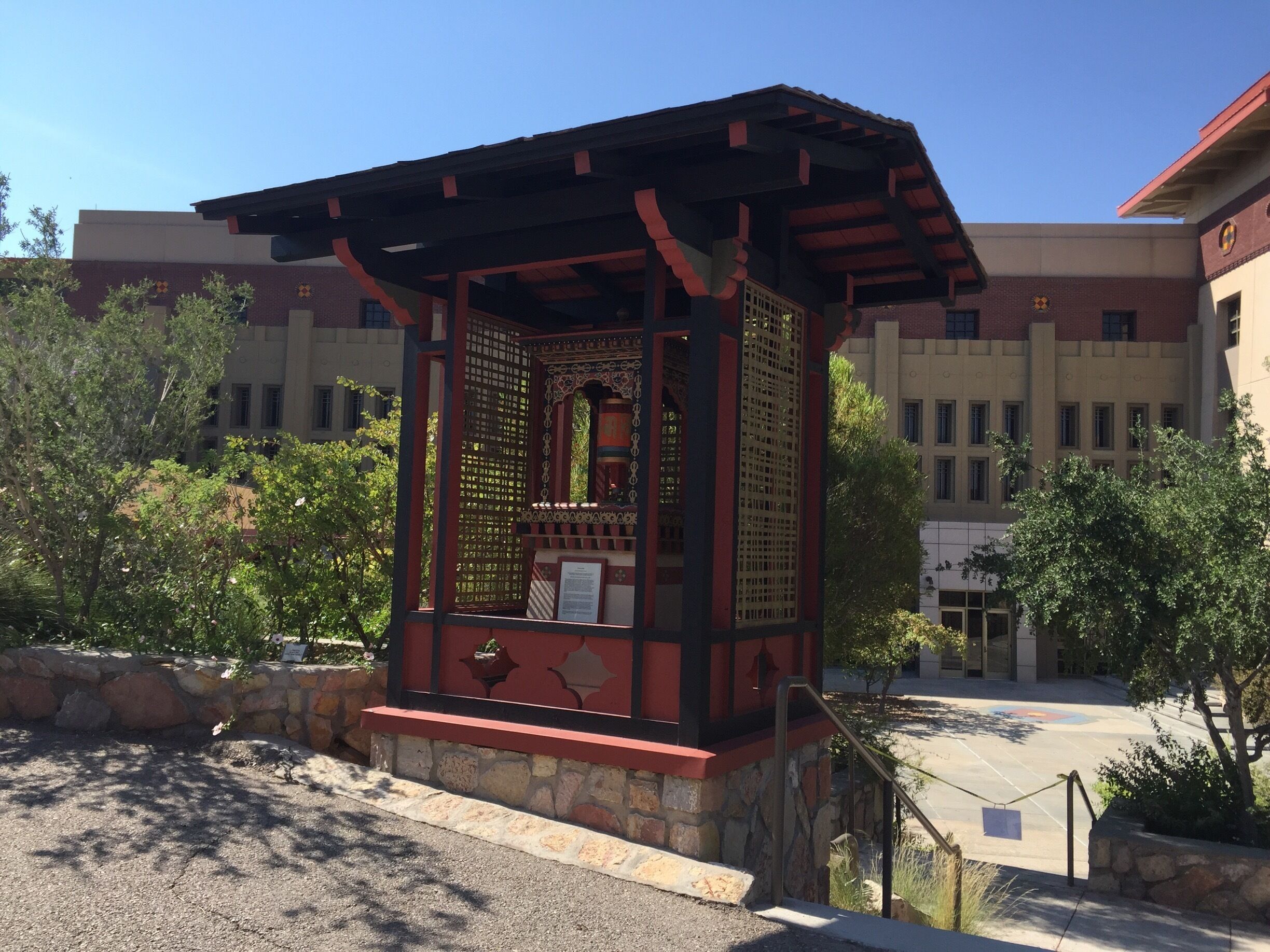 The Tibetan-influenced architecture of UTEP includes a simulation prayer wheel and quiet, contemplative gardens sprinkled throughout campus.