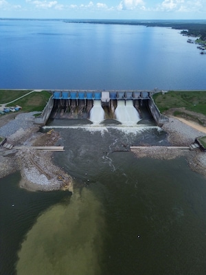 Lake Livingston Dam, the third largest lake in the State of Texas.