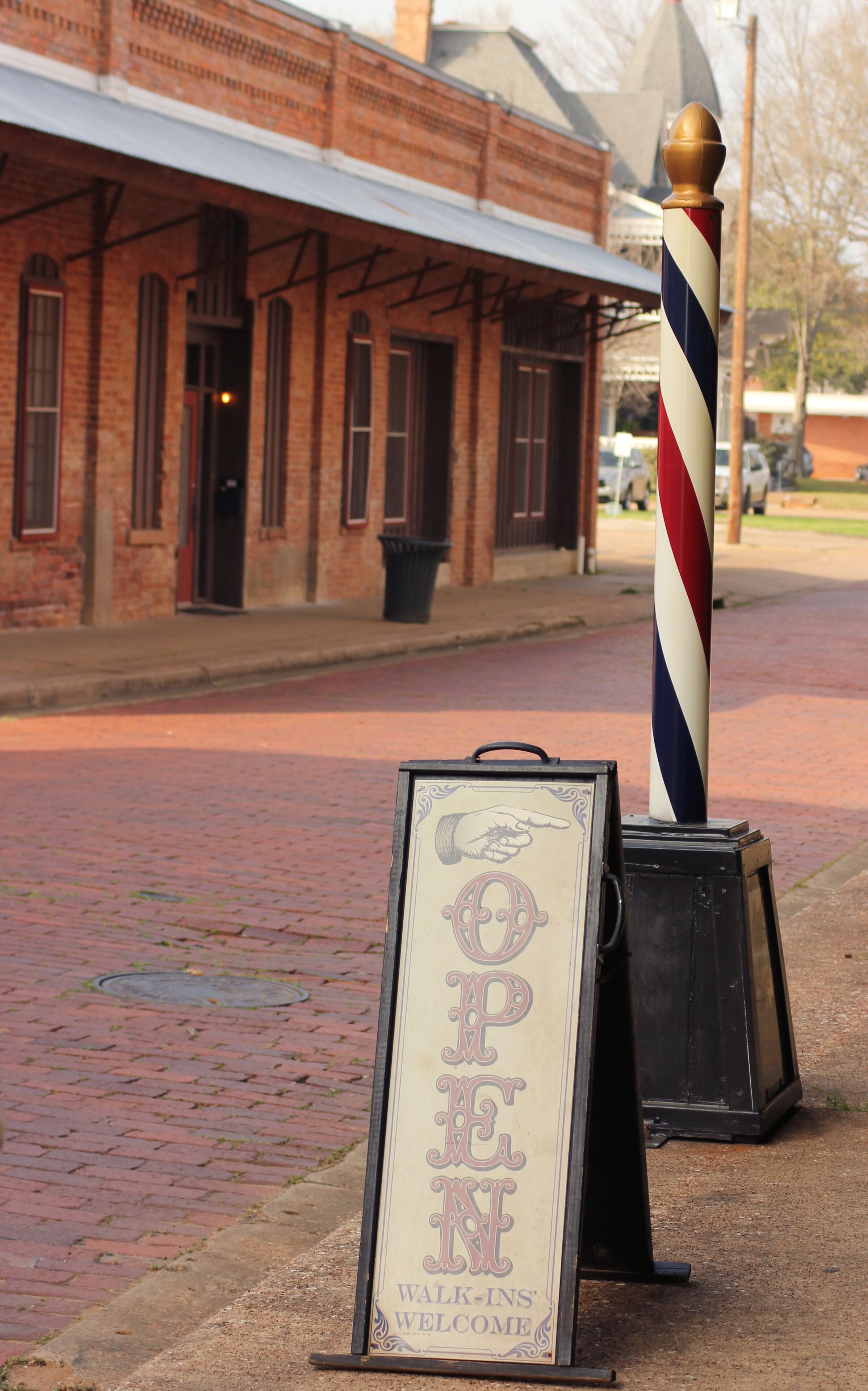 Barbershop and Sign in Downtown Nacogdoches Texas