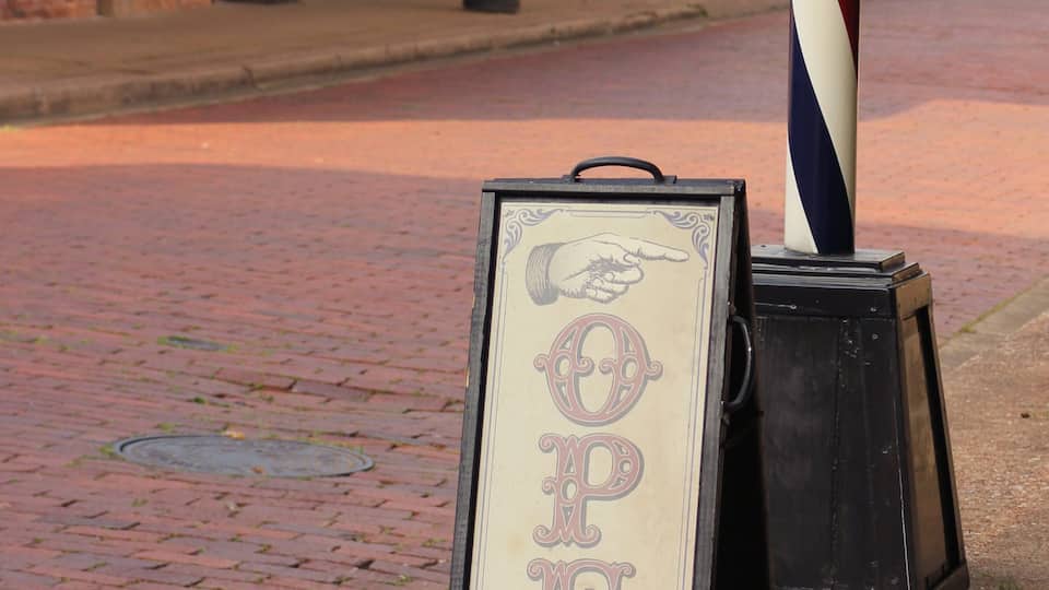 Barbershop and Sign in Downtown Nacogdoches Texas