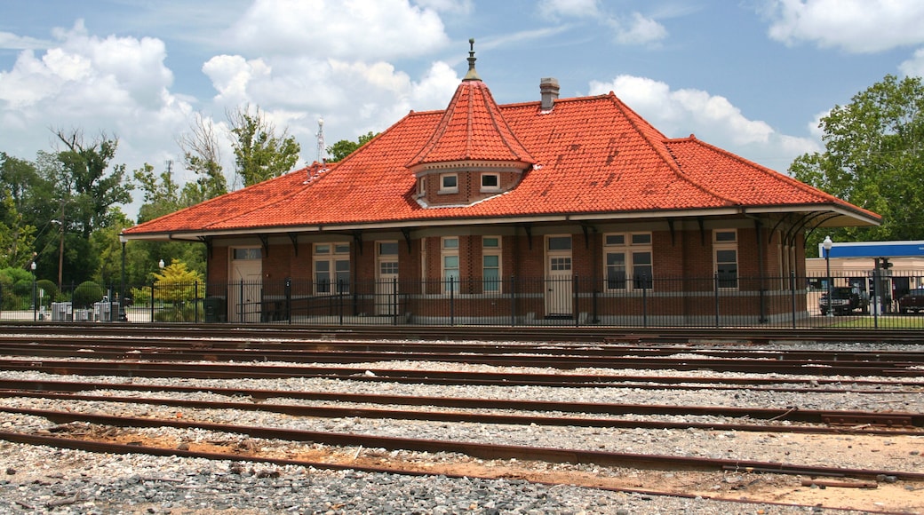 Nacogdoches, TX Historic Train Depot near Railroad Tracks