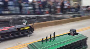 Day of the dead festival '15. Down hill coffin race!