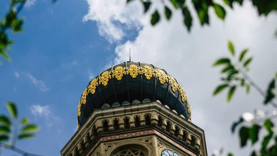View of The Dohany Street Synagogue also known as the Great Synagogue, is a historical building in Erzsebetvaros and the largest synagogue of Europe
