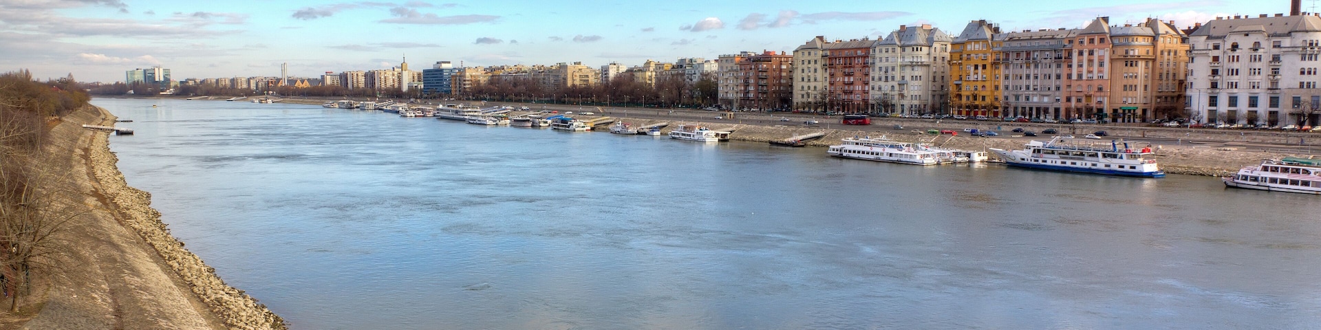View of Ujlipotvaros from Margaret bridge, Budapest, Hungary