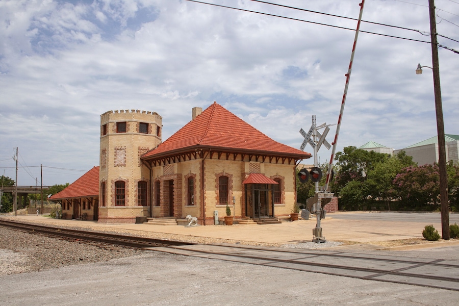 Historic Train Depot in Waxahachie, TX Cloudy Sky