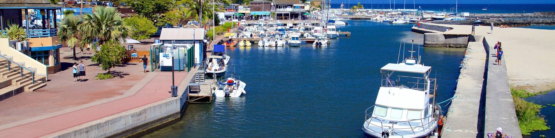 St Gilles-les-Bains showing a marina