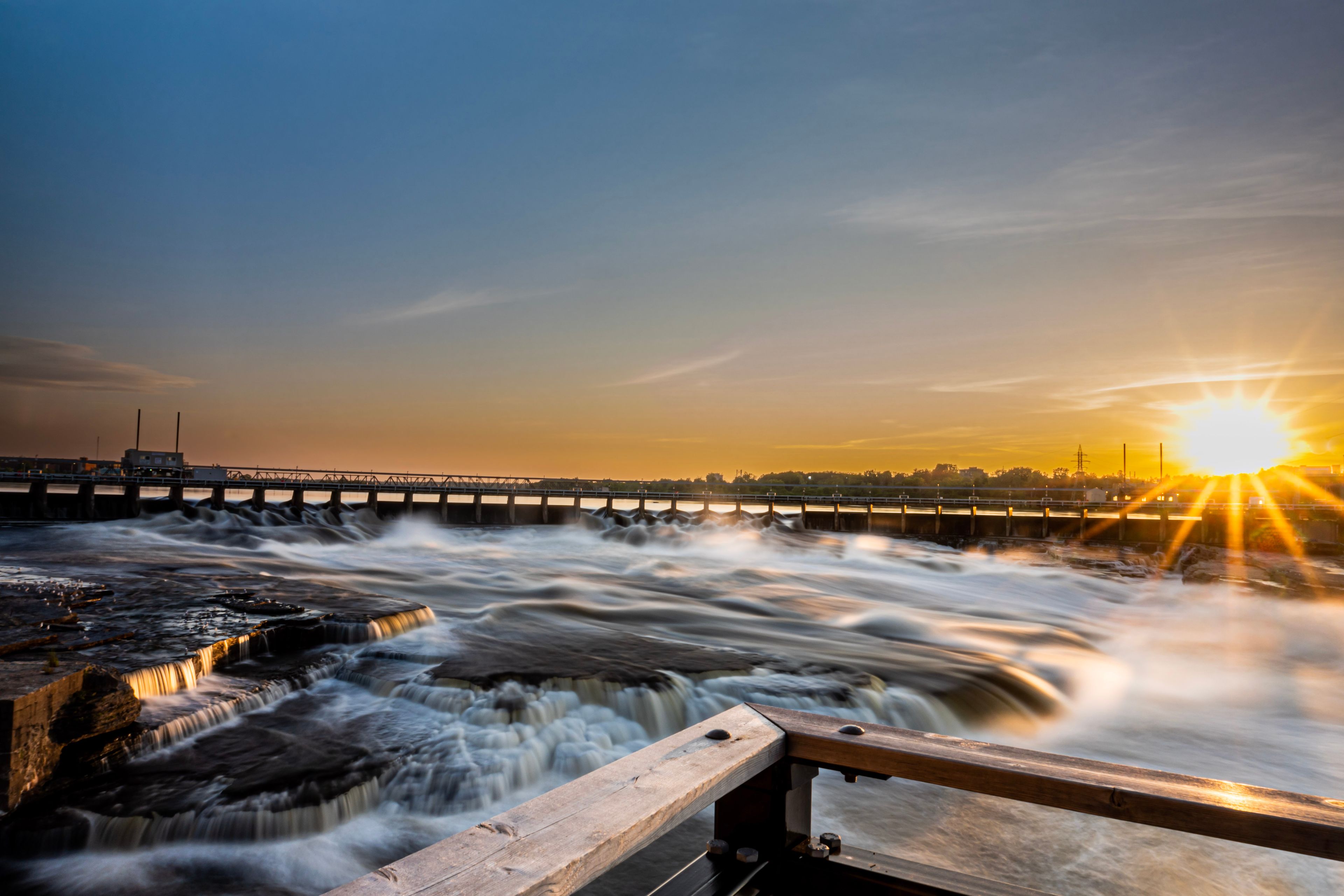 sunset over the a dam