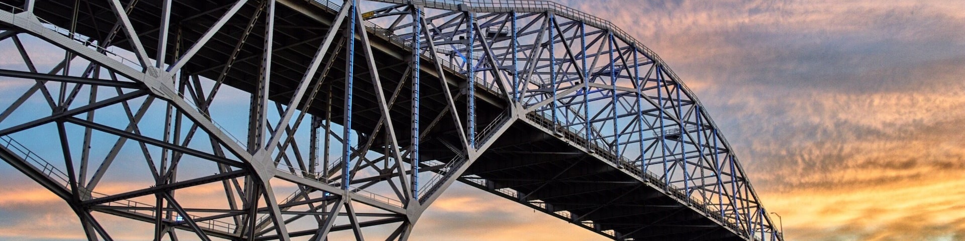 Harbor bridge. Great sun rises, this location is at the port ship channel