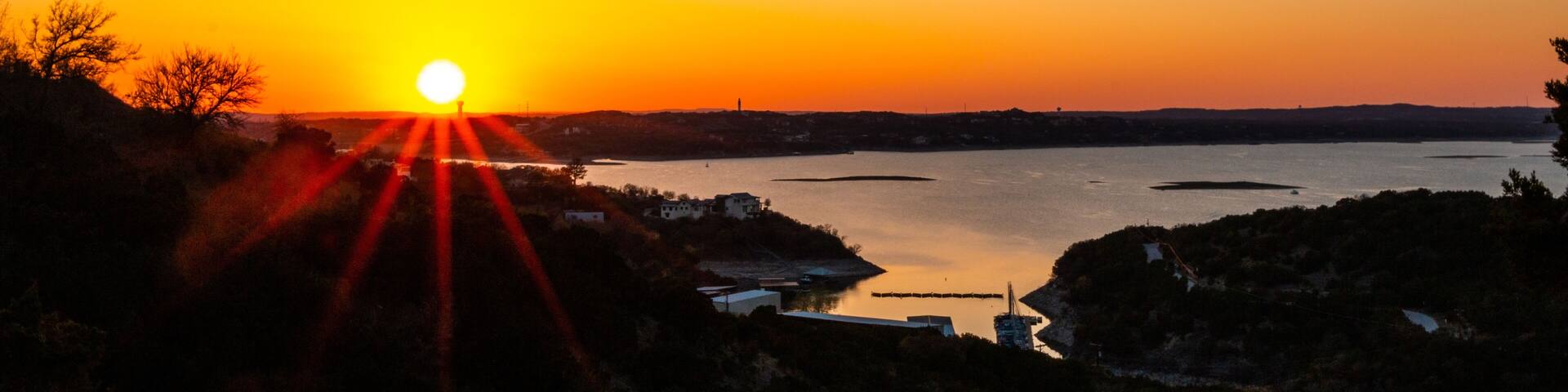 Sunset Series Looking Northwest Over Lake Travis Austin Texas