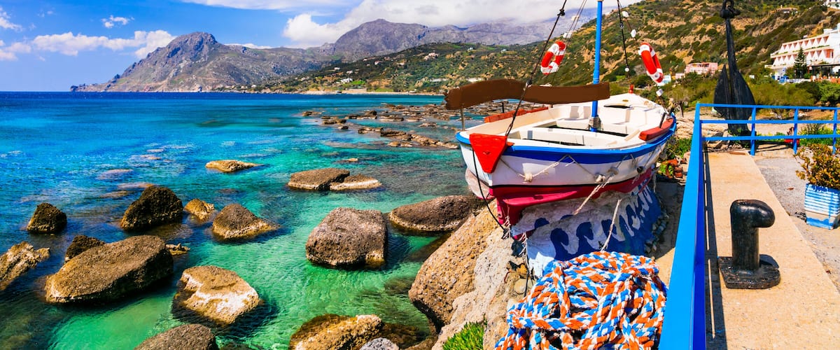 Crete island, beautiful beaches and fishing village Plakias. Greece