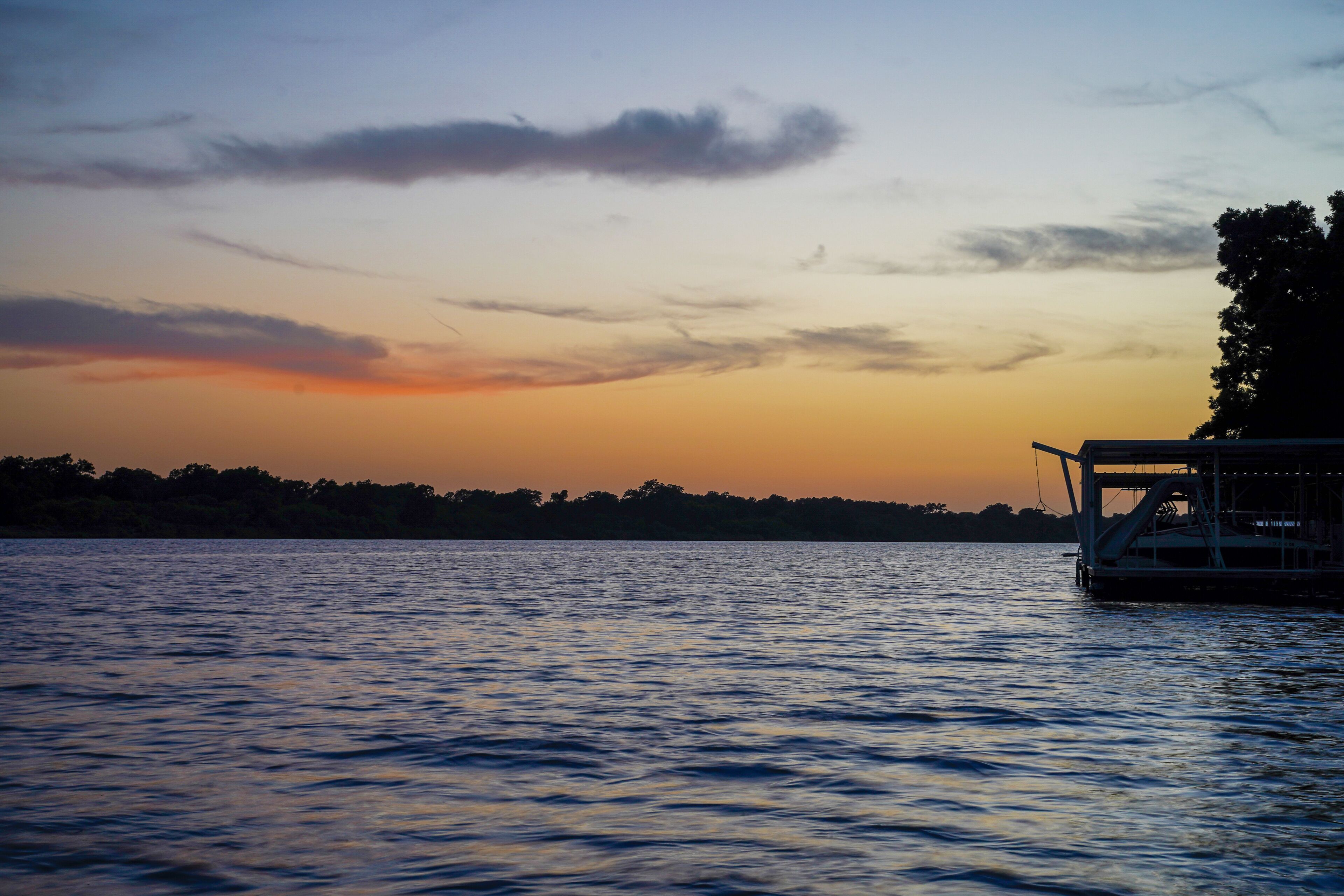 Sunset over Lake Marble Falls Texas. 