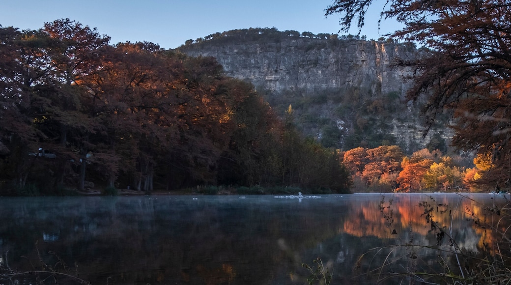 Landscapes of Texas Hill Country in the fall, autumn, season changing, outdoors, river, camping