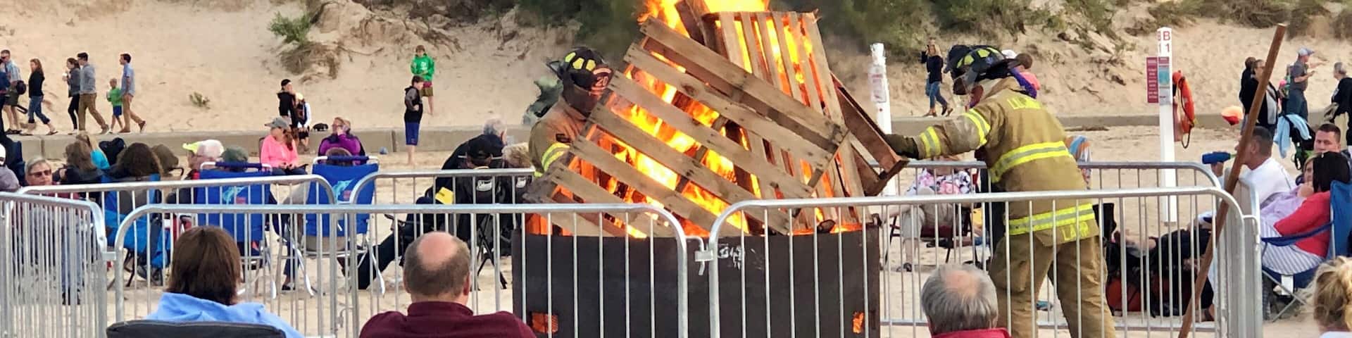 The city of Ludington hosts a monthly bonfire on the beach from 8-10pm during the summer. It is timed to be able to take in the sunset as well as the departure of the car ferry SS Badger.
