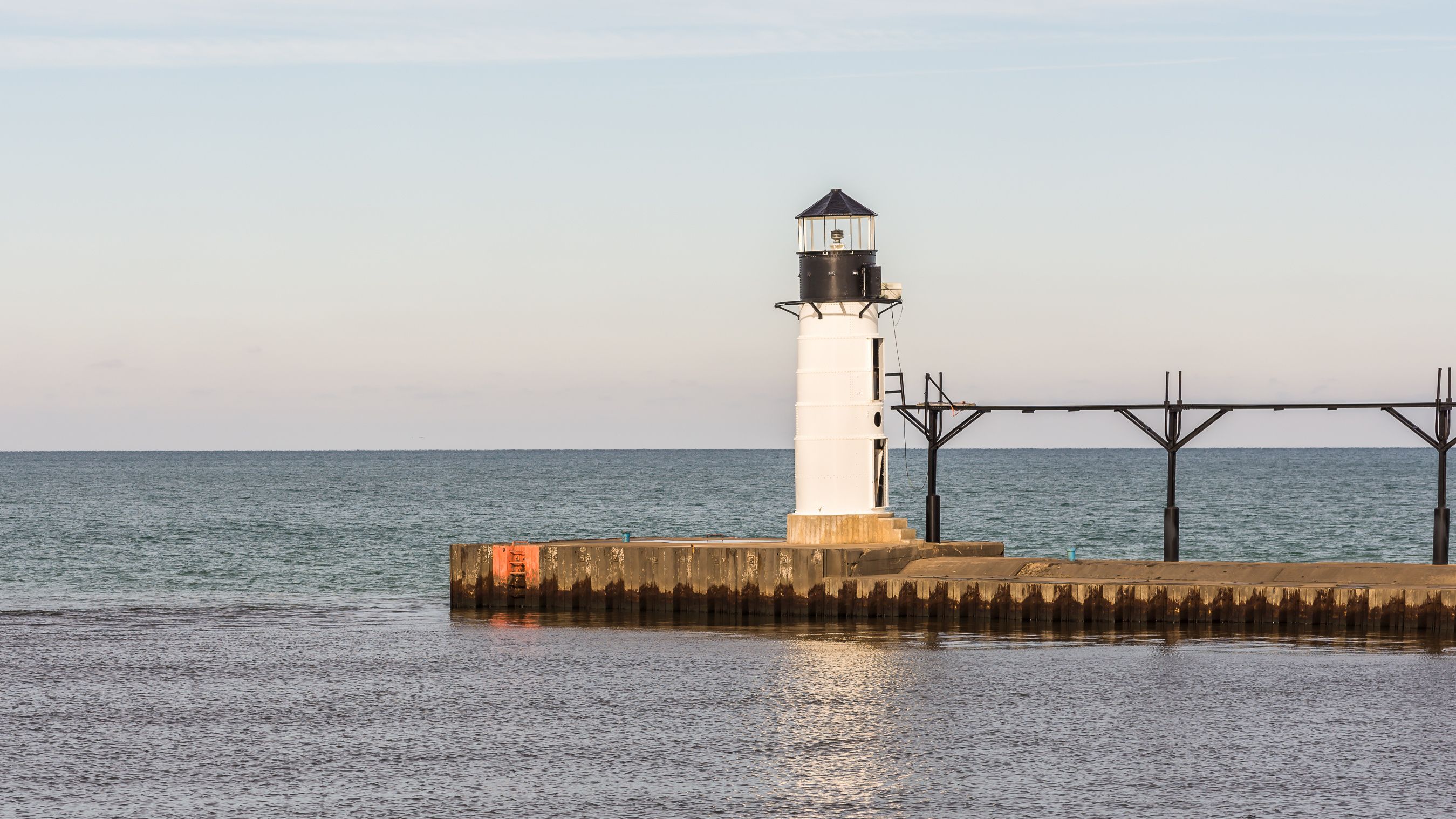North Pier Outer Lighthouse and catwalk, in Lake Michigan, at St. Joseph / Benton Harbor, Michigan.