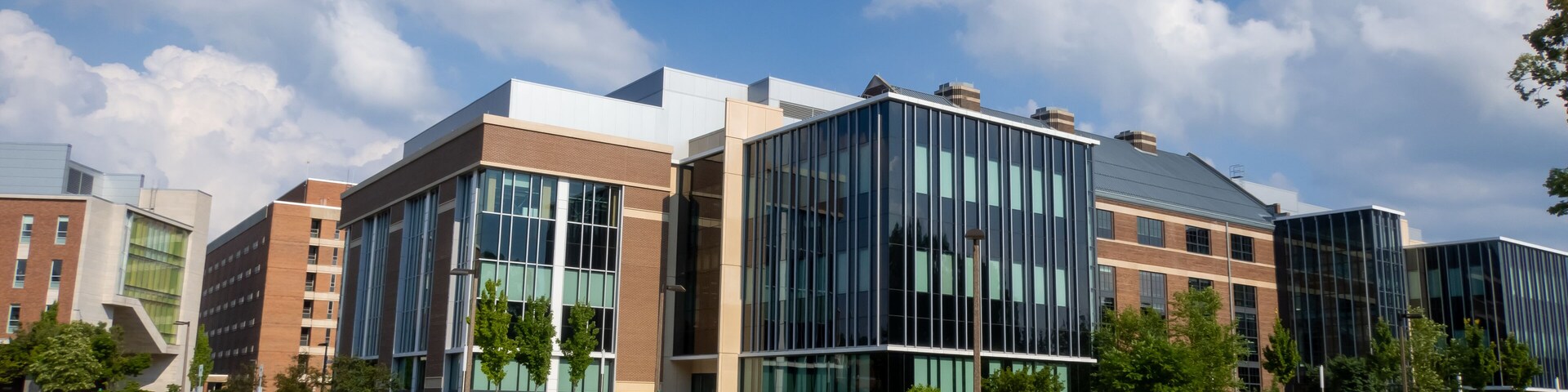 Modern buildings at Michigan state university campus in east Lansing, Michigan.