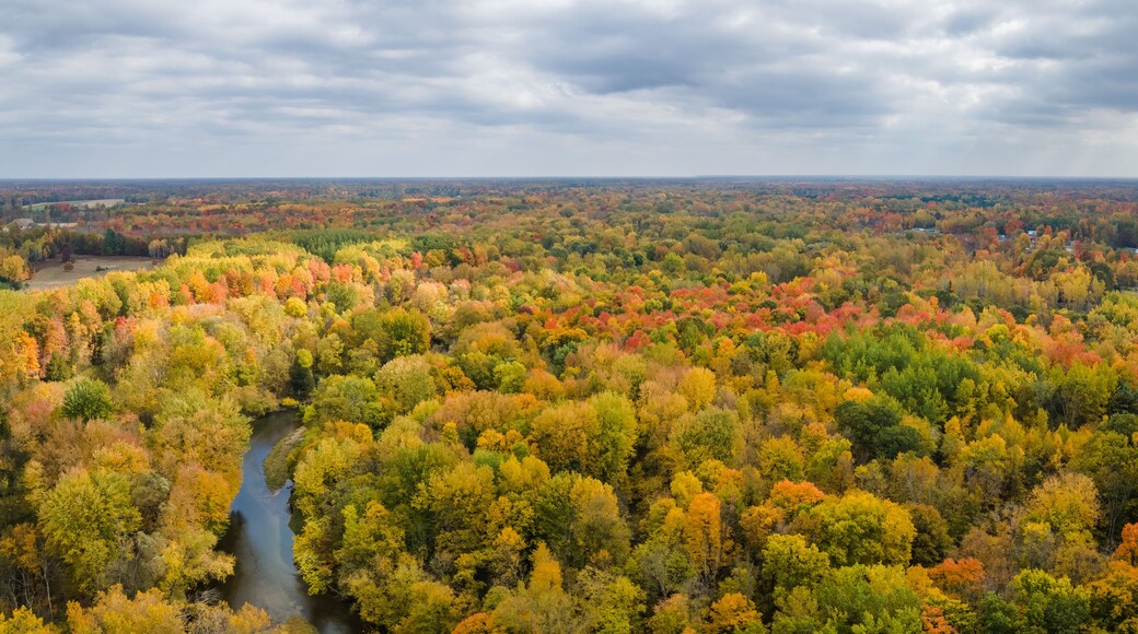 Autumn landscape of the Chippewa River and the central Michigan Countryside