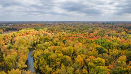 Autumn landscape of the Chippewa River and the central Michigan Countryside