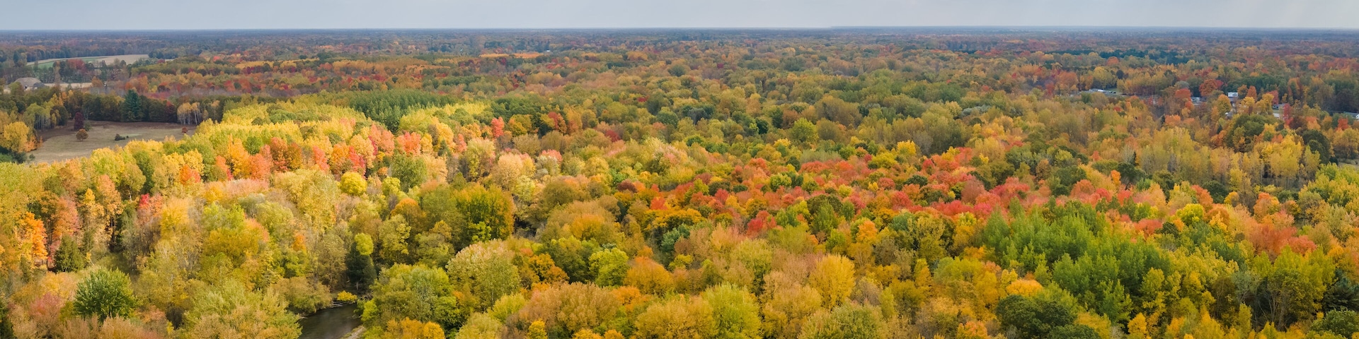 Autumn landscape of the Chippewa River and the central Michigan Countryside